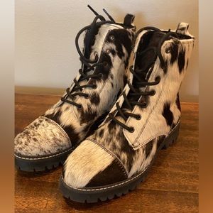 Cowprint combat boots